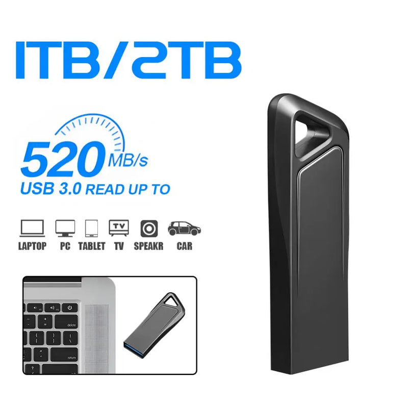 Pen Drive 2TB 1TB Memory Portable Waterproof U Disk High-Speed USB3.0 Data Transmission Metal USB Flash Drive With Free Key Ring