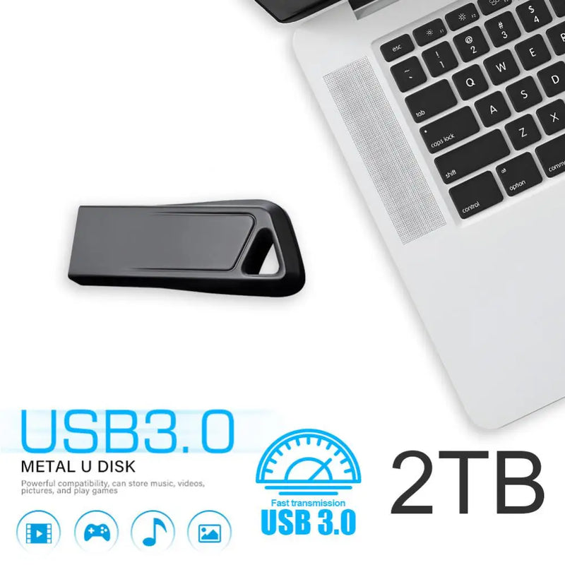 Pen Drive 2TB 1TB Memory Portable Waterproof U Disk High-Speed USB3.0 Data Transmission Metal USB Flash Drive With Free Key Ring