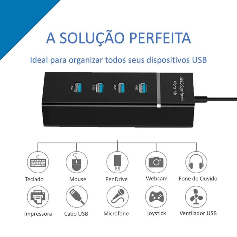 Hub Adaptador Usb 4 Portas